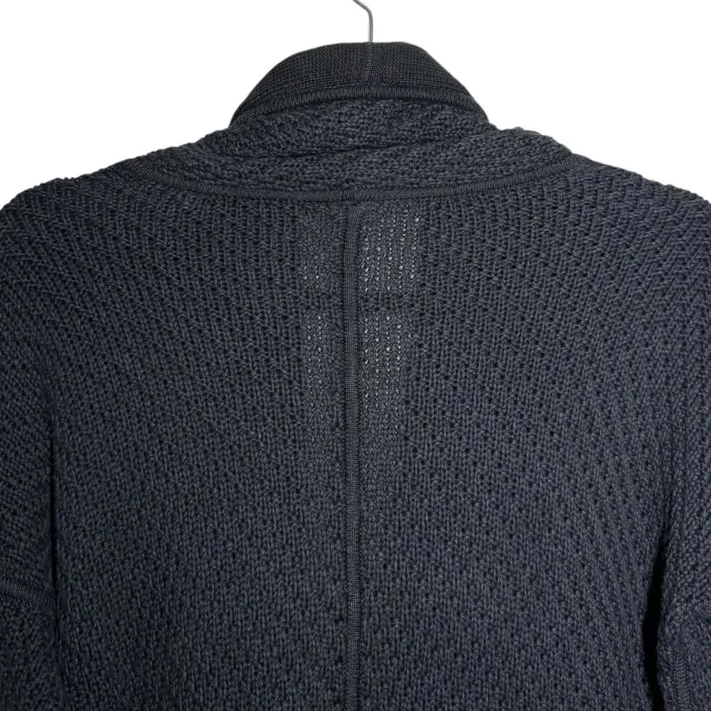 Lululemon Navy Blue Inkwell Black Cotton Blend Post Practice Knit Cardigan - 8